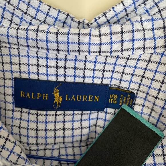 Ralph Lauren 1XB Black, Blue & White Plaid Oxford Shirt - Picture 3 of 3
